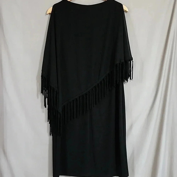 Women's R&M Richards Shift Dress with Fringe Cape Shawl,Black,Size 12, NWT - Picture 4 of 11